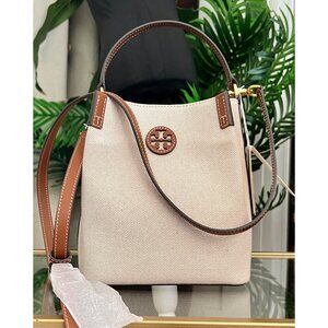 NWT! Tory Burch Canvas and Brown Leather Chelsea Shoulder Bag/ Tote